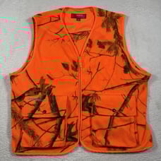 Gander Mountain Vest Mens XL Orange Fleece Hunting Pockets Full Zip Hi Vis