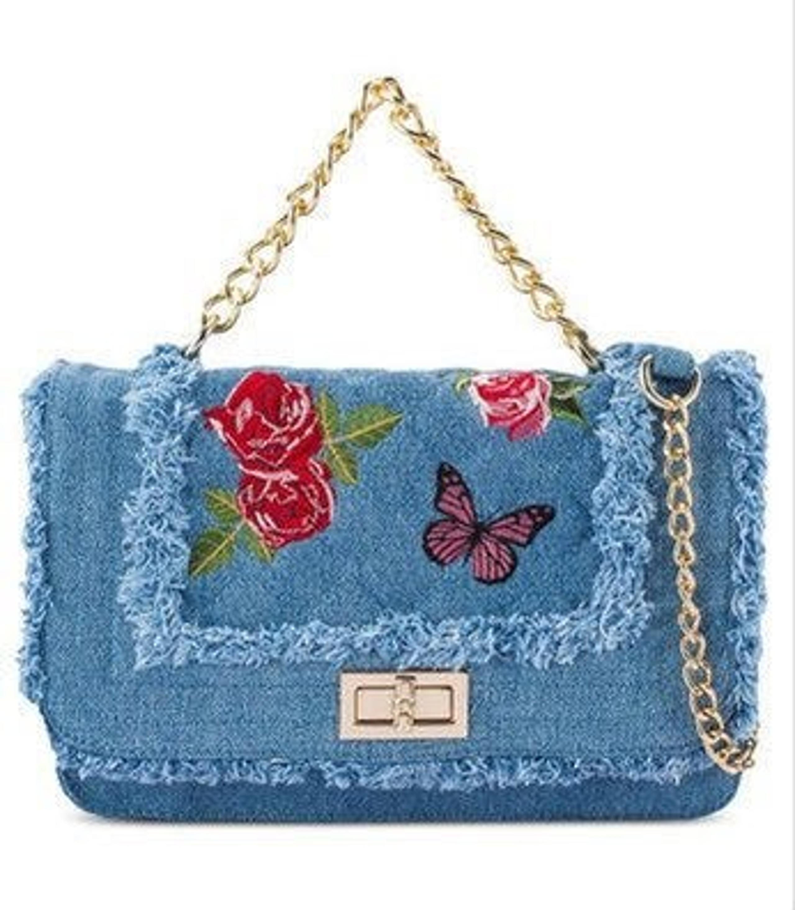 Call it spring Denim hand embroidered bag