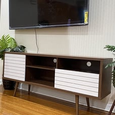 NEW Mid-Century Modern TV Stand for TVs up to 65 Inch with Storage Shelves
