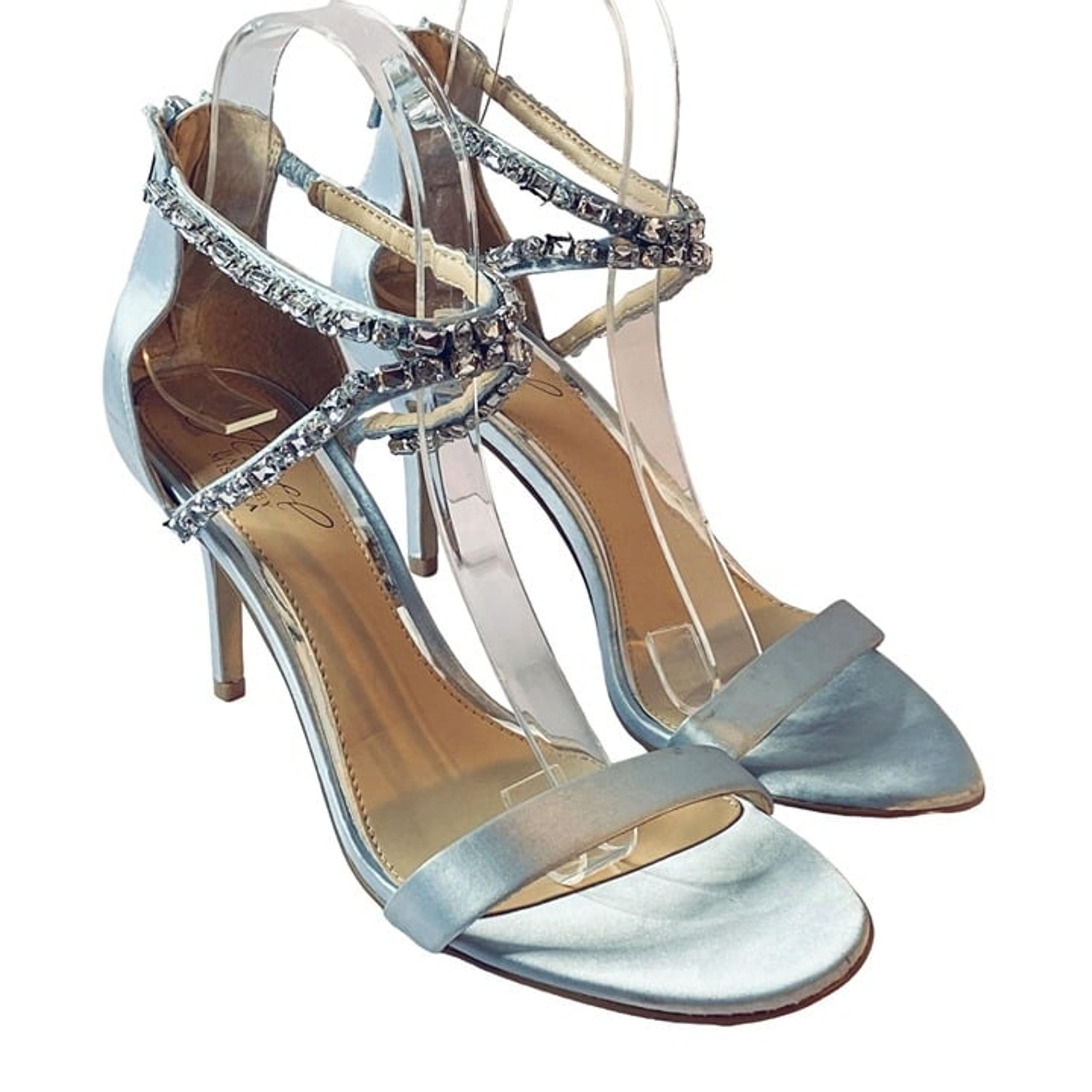 Badgley Mischka Sz 7.5M Jewel Celine Stiletto Heels Cross Strap Sandal Shoes NEW