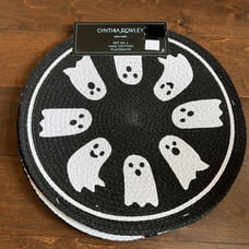 Cynthia Rowley Set of 4 Halloween Placemats Ghosts New Black White