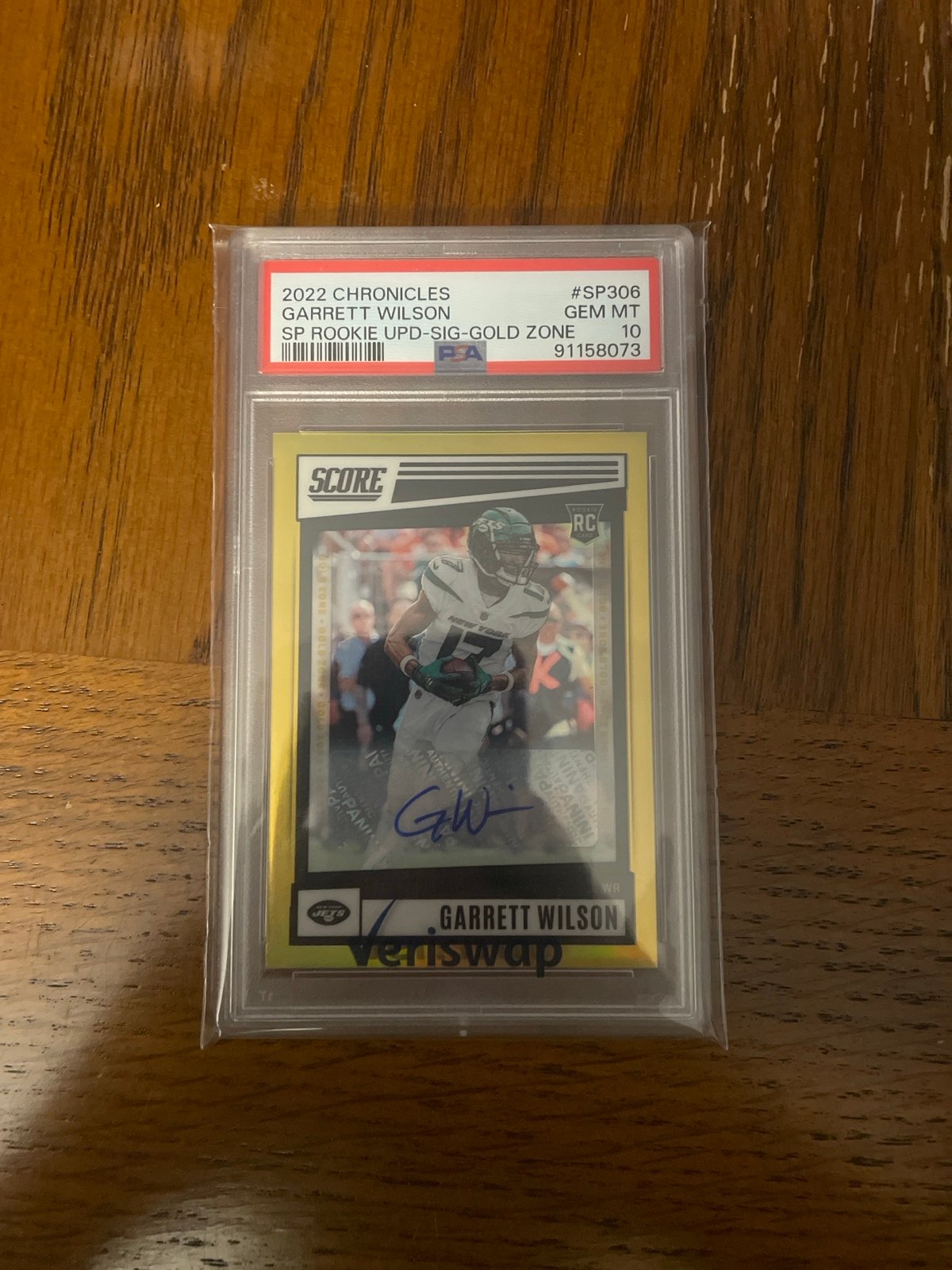2022 Chronicles Garrett Wilson SP Gold Auto /50 Rookie PSA 10