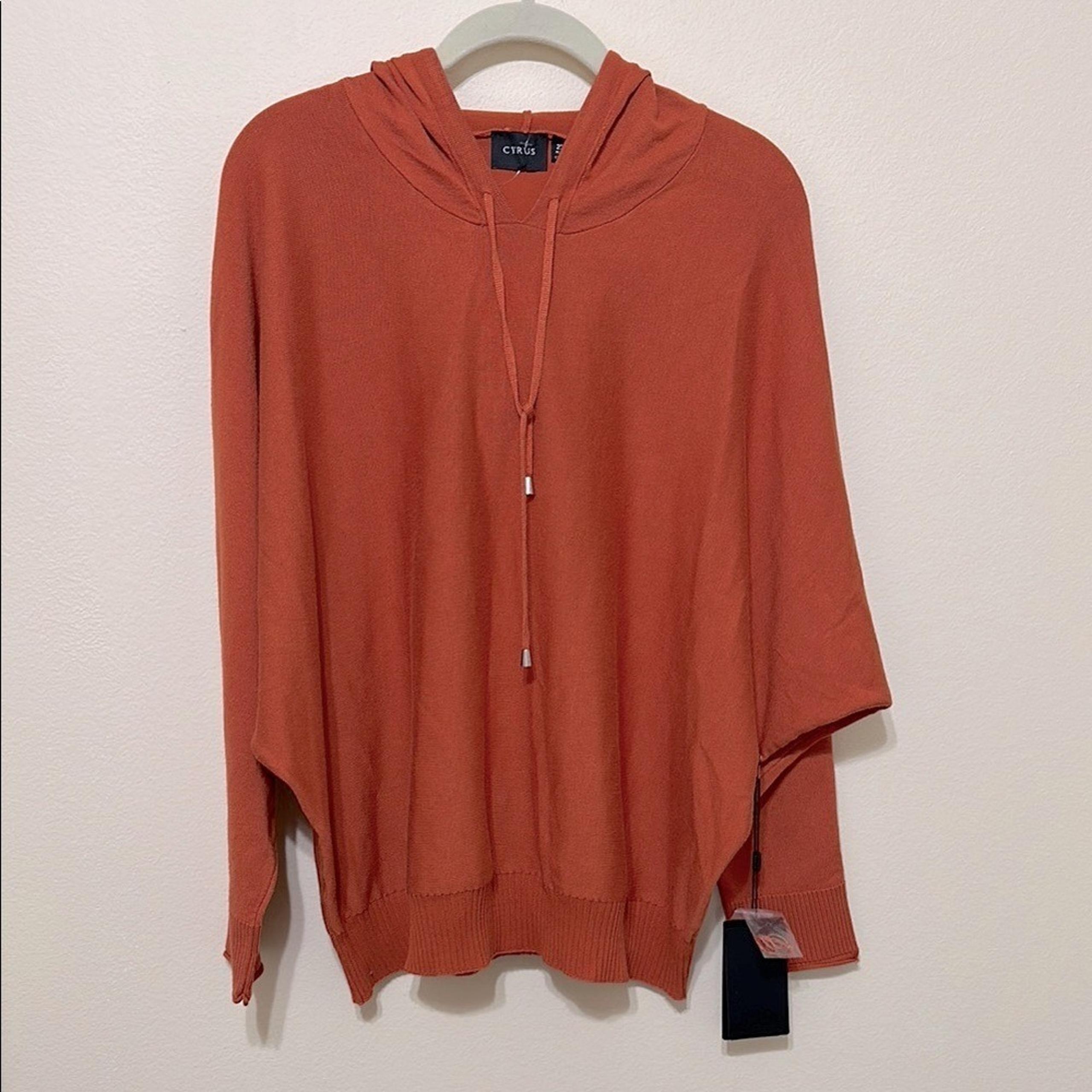Cyrus Burnt Orange Hooded Pullover Dolman Sweater, Women's Size 2X
