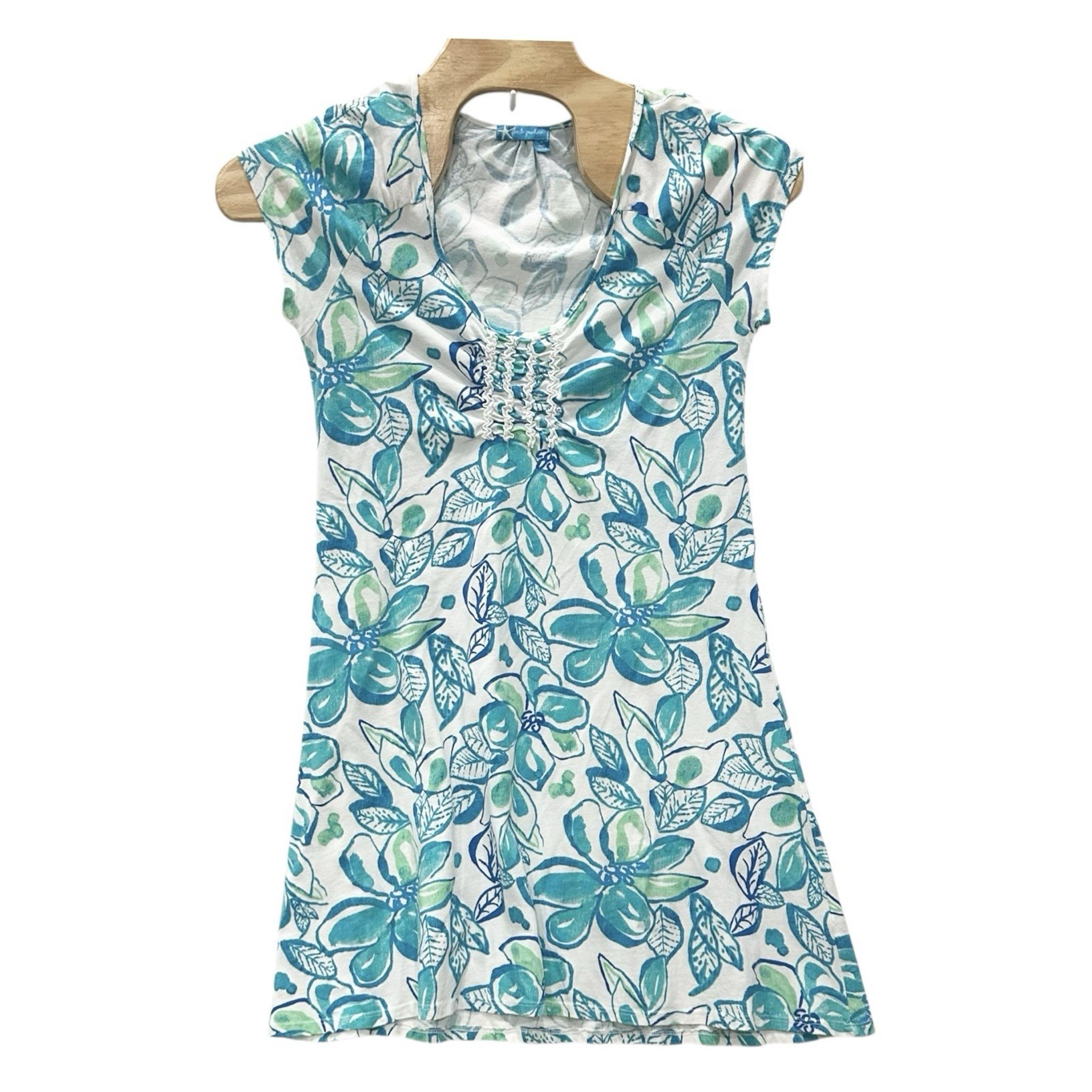 Fresh Produce Women's Midi Dress Size L Floral Boho Stretch Made in USA Ruffle