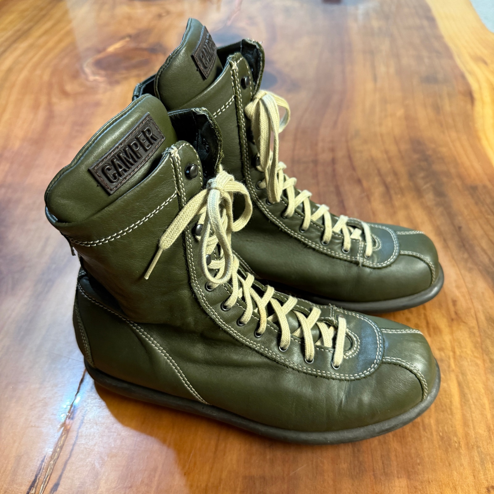 Camper Vintage Y2K Pelotas Ariel Women's Ankle Boots 39 9 M Leather Green Lace