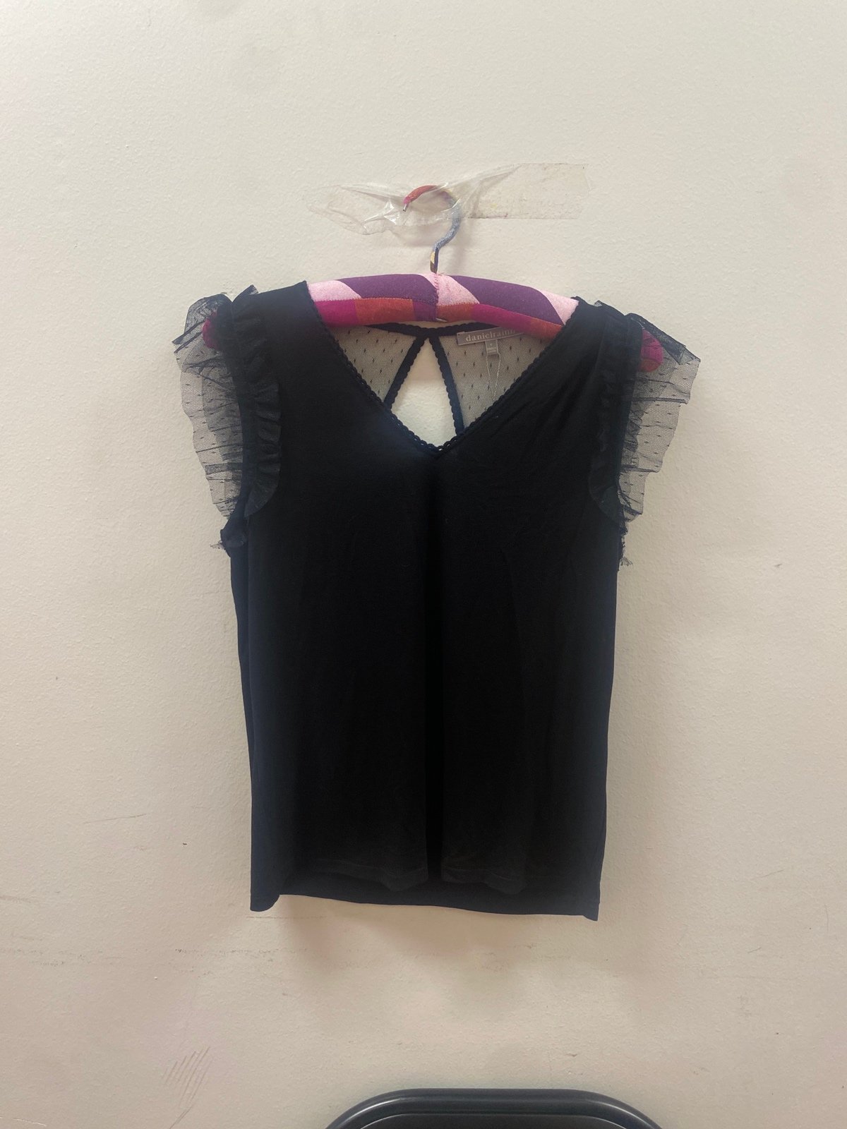 Daniel Rainn Black Lace Sleeve Top in Small (Retails 89)