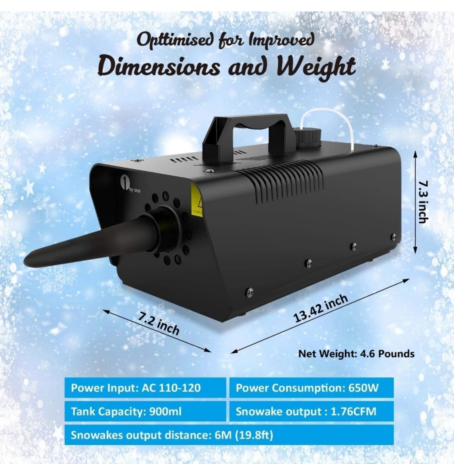 1byone 650W Snow Machine Wired Remote Control Great Machine for Kids, Parties