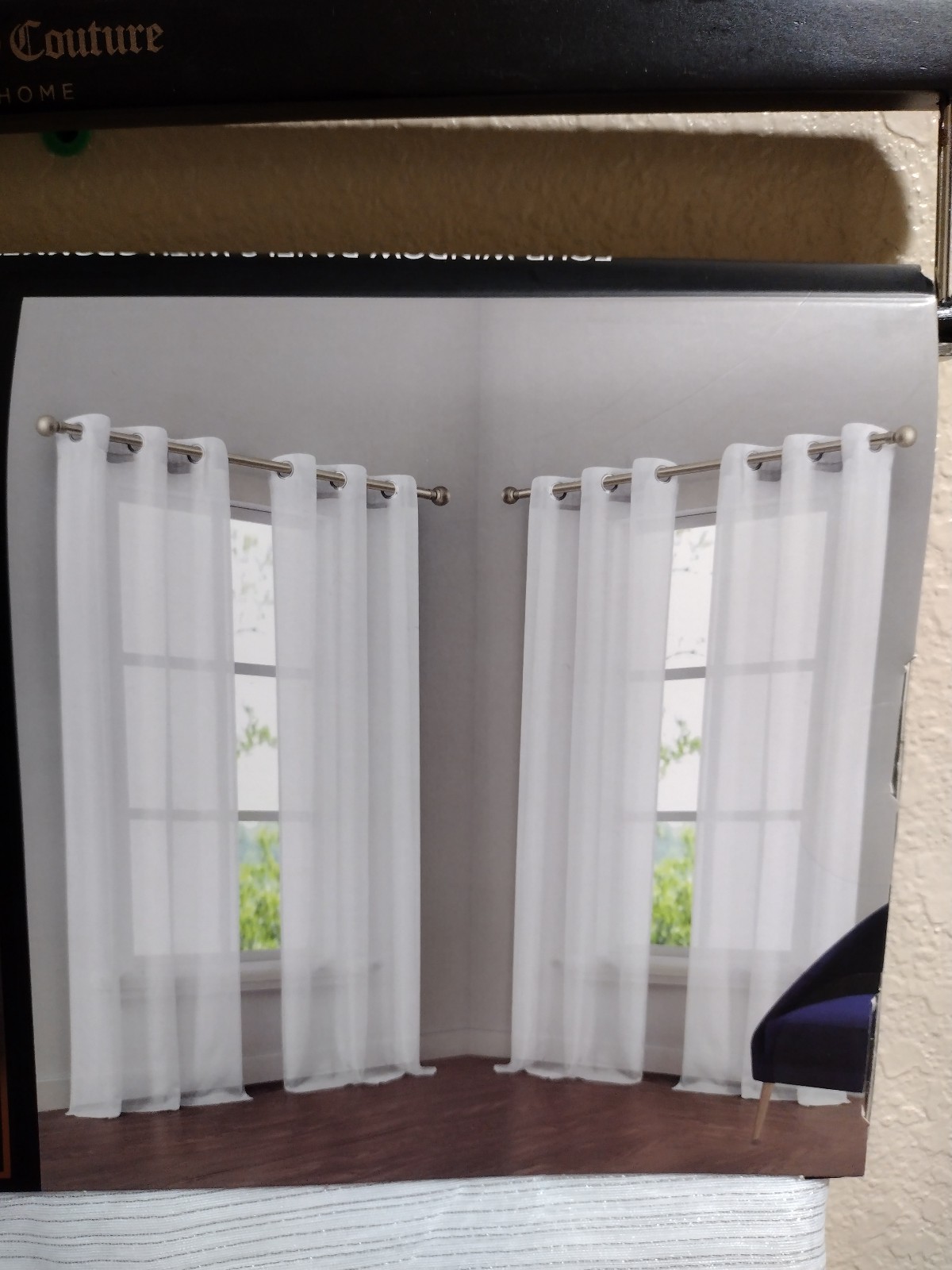 JUICY COUTURE FOUR WINDOW PANELS WITH GROMMETS WHITE JUICY COUTURE 4 CURTAIN SET