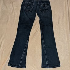 True Religion JOEY SUPERT low rise flare jeans with flap pockets thick thread 27