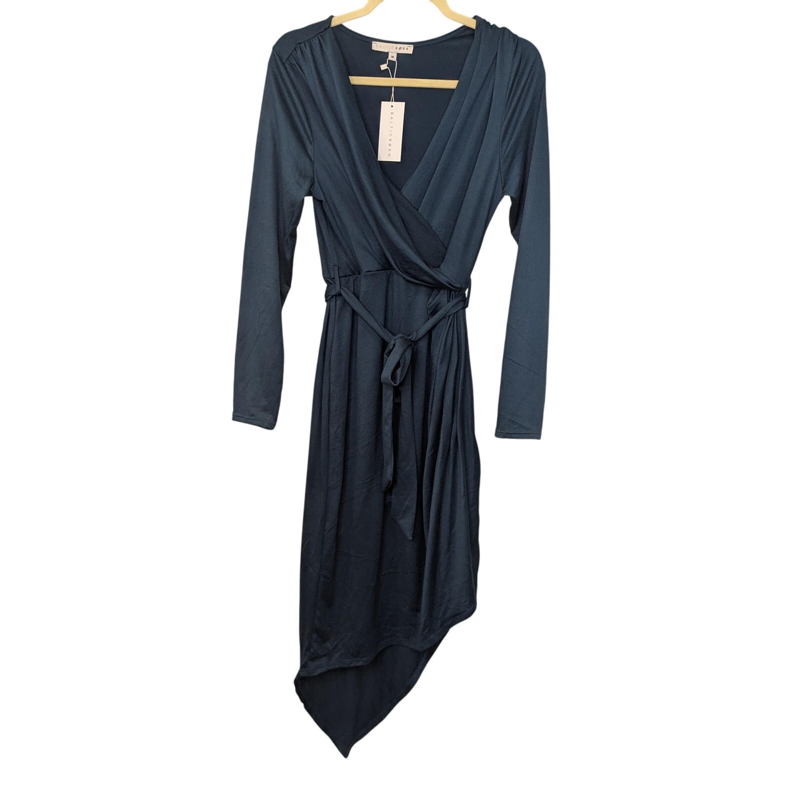 Baltic Born Babette Midi Dress Peacock Green Asymmetrical Hem Womens Size Medium
