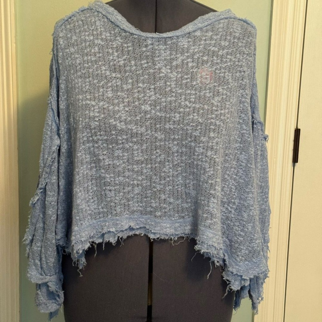 We The Free Sky Blue Knit Sweater Sz XS oversized