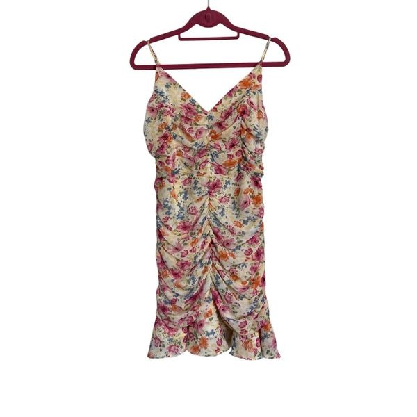 ASTR The Label Dress Womens Small Multicolor Ruched Cami Mini Floral Smocked NWT