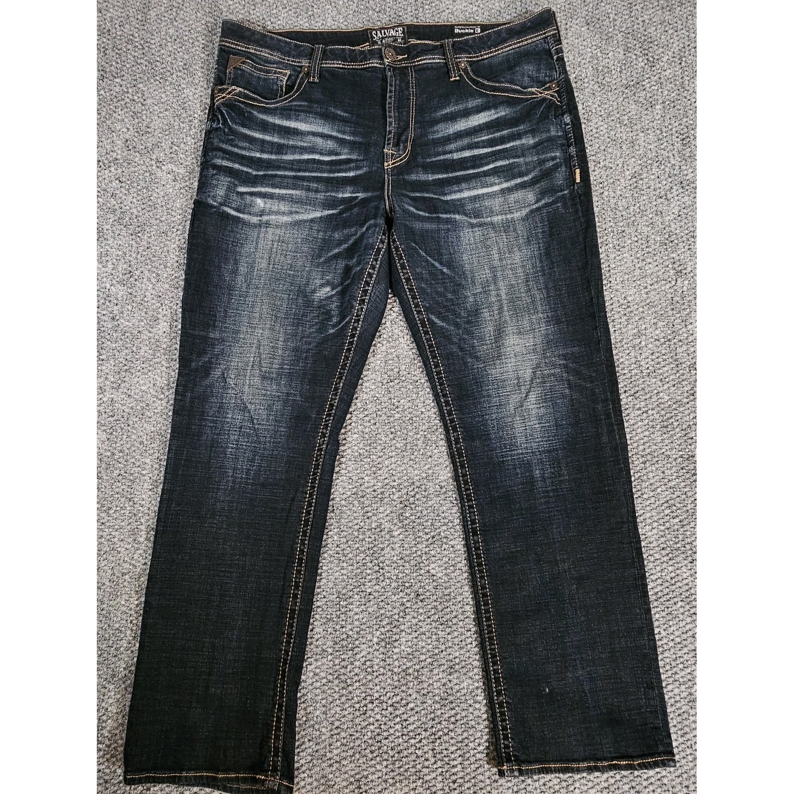 Dark Salvage Jeans Los Angeles For Buckle Anarchy Straight Relaxed Fit 40R