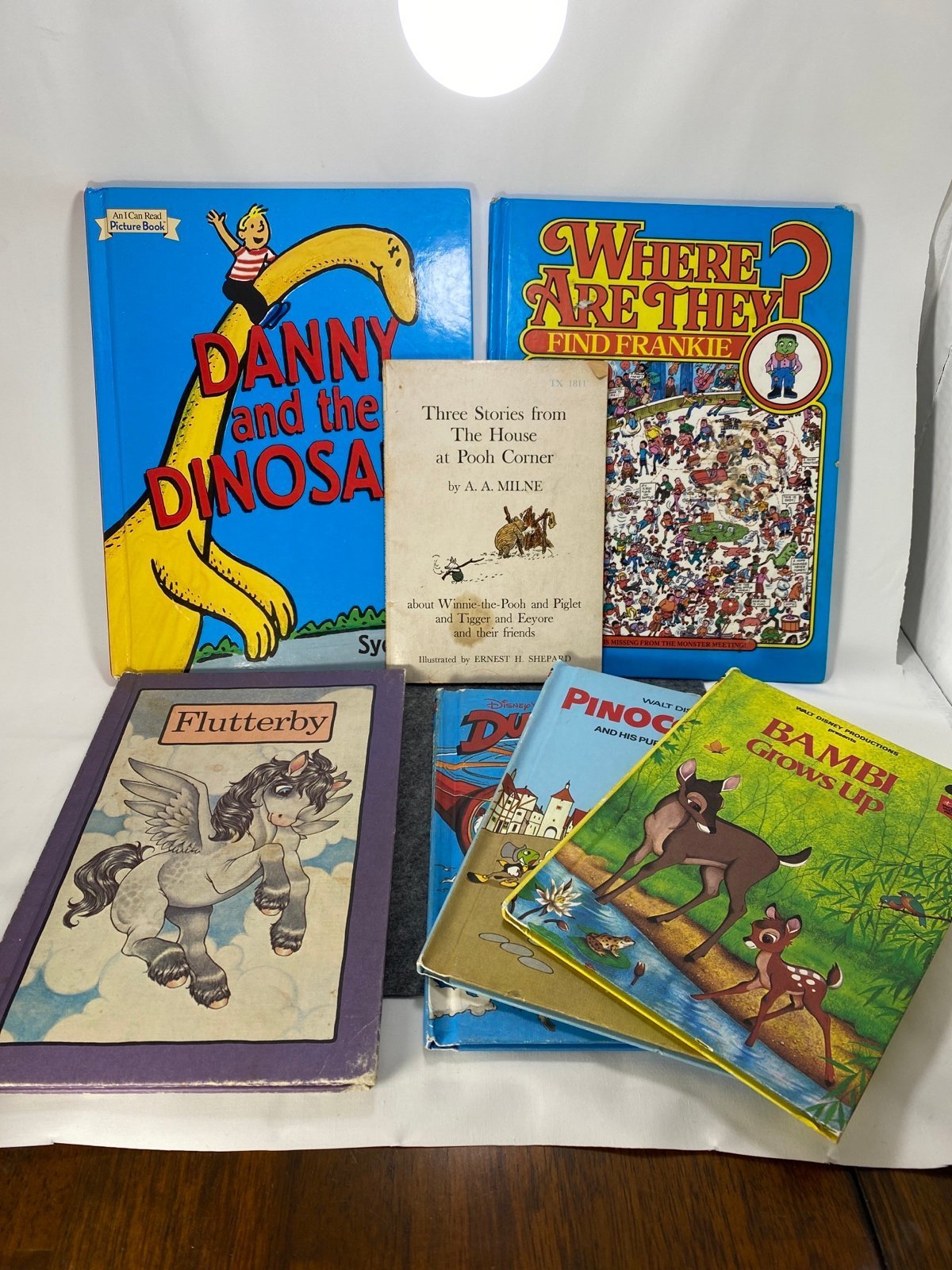 7 Vintage books lot - flutter by Bambi ducktales Pinocchio & more