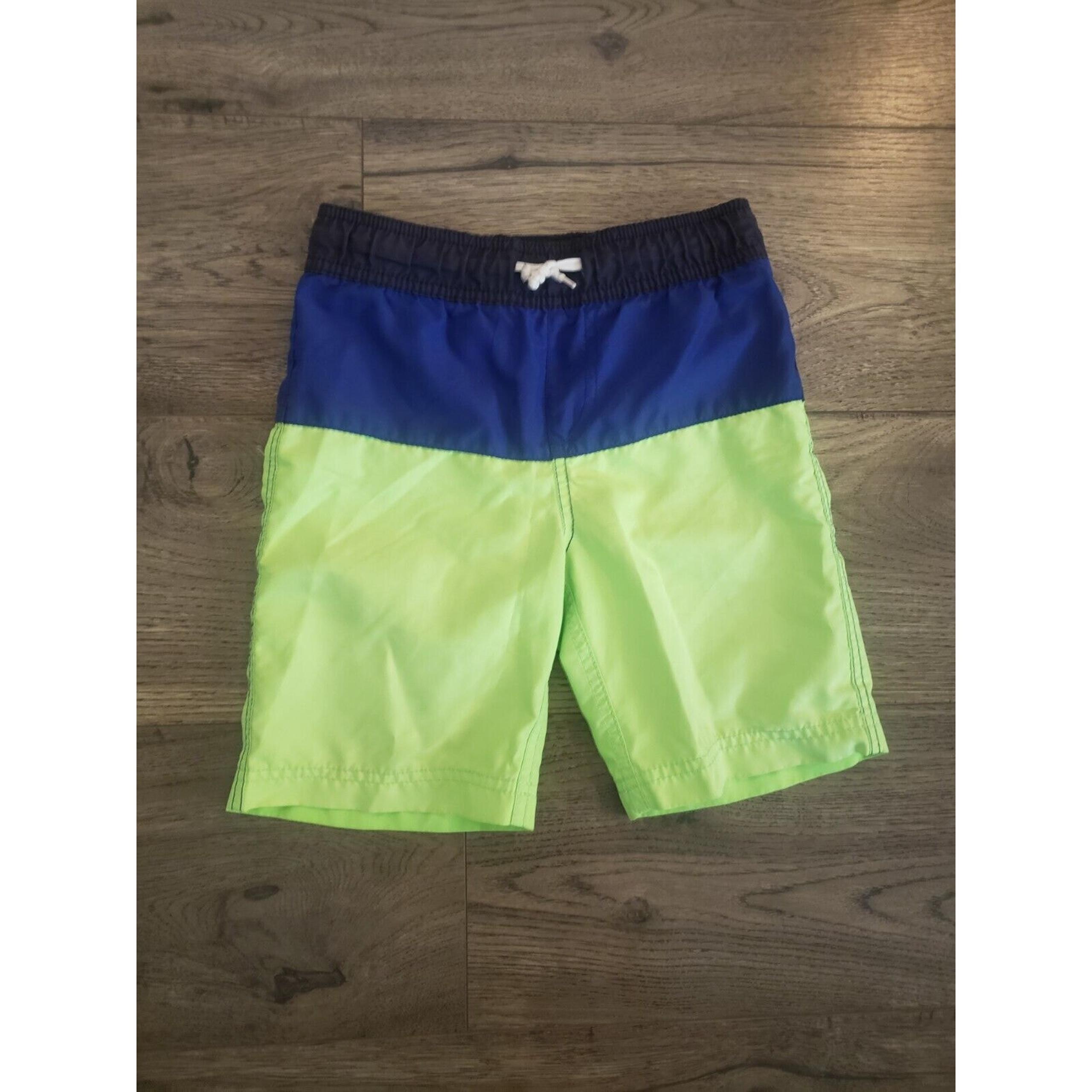 Boys Swim Trunks Board Swim Shorts 5-6 Neon Yellow Navy Blue Black Mesh Lining