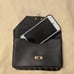 Phone pouch for belt black w/antique