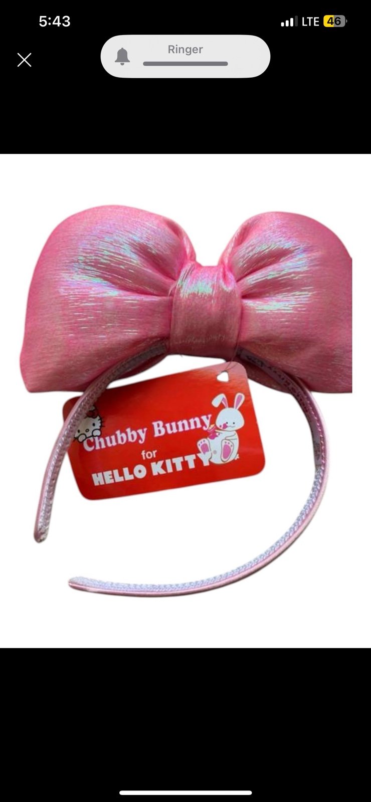 CHUBBY BUNNY HELLO KITTY HEAD BOW