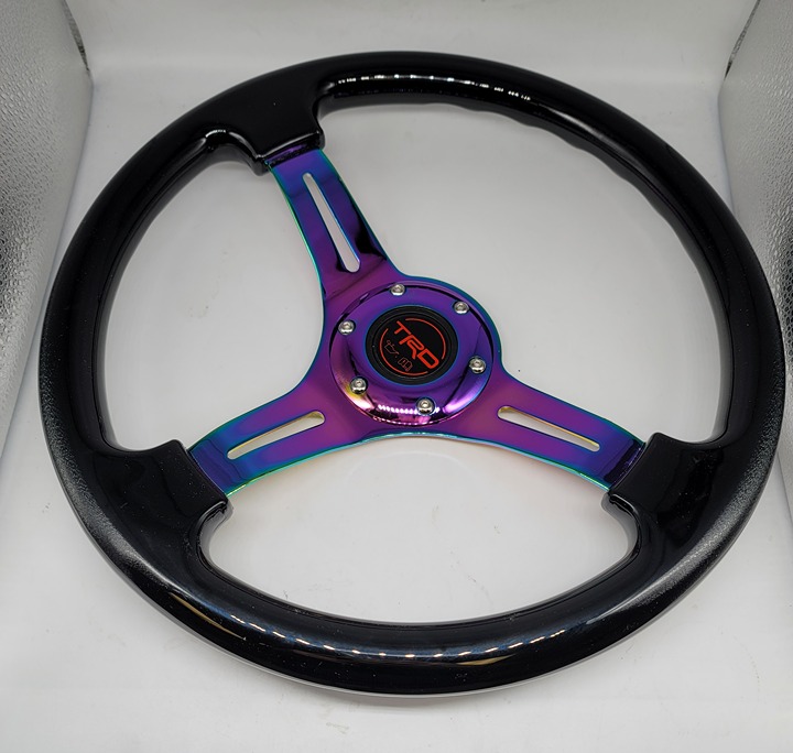 BRAND NEW 350MM 14 Universal TRD ABS Racing Steering Wheel Black With Neo Spoke