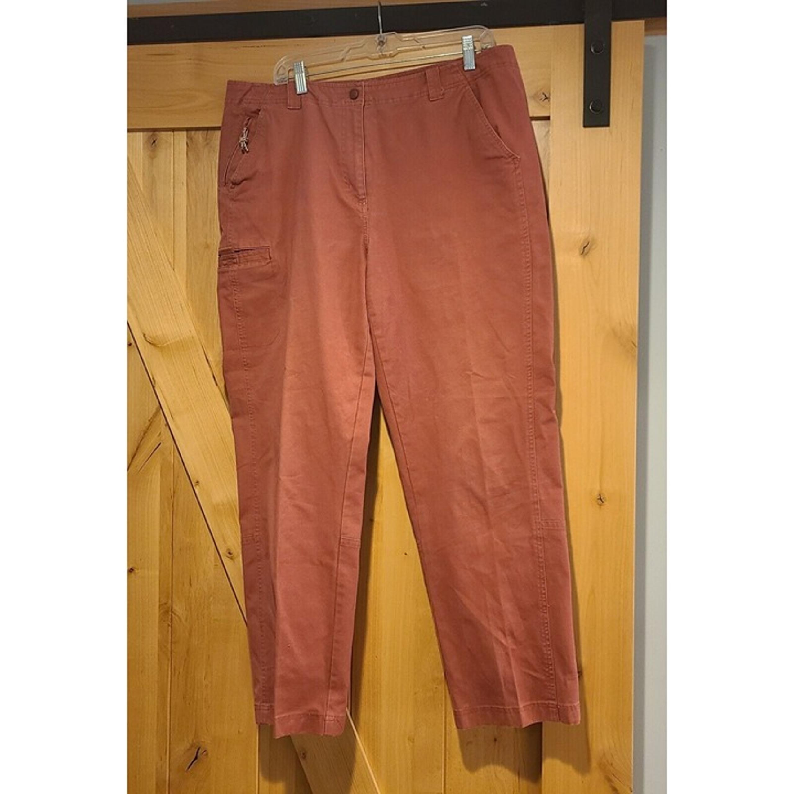 Women’s LL Bean Pink Pants Cargo Hiking Cotton Blend Size 18 Zip Pocket CYH5