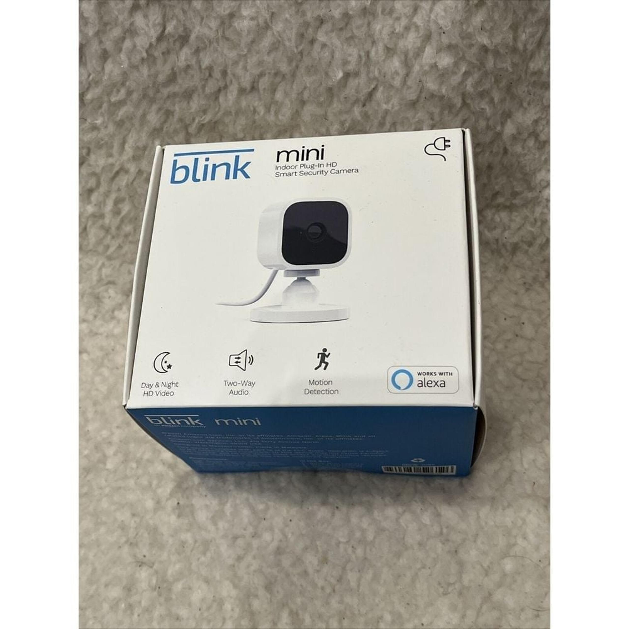 New Blink Mini Compact Indoor Plug-In Smart Security Camera, 1080p, Night Vision