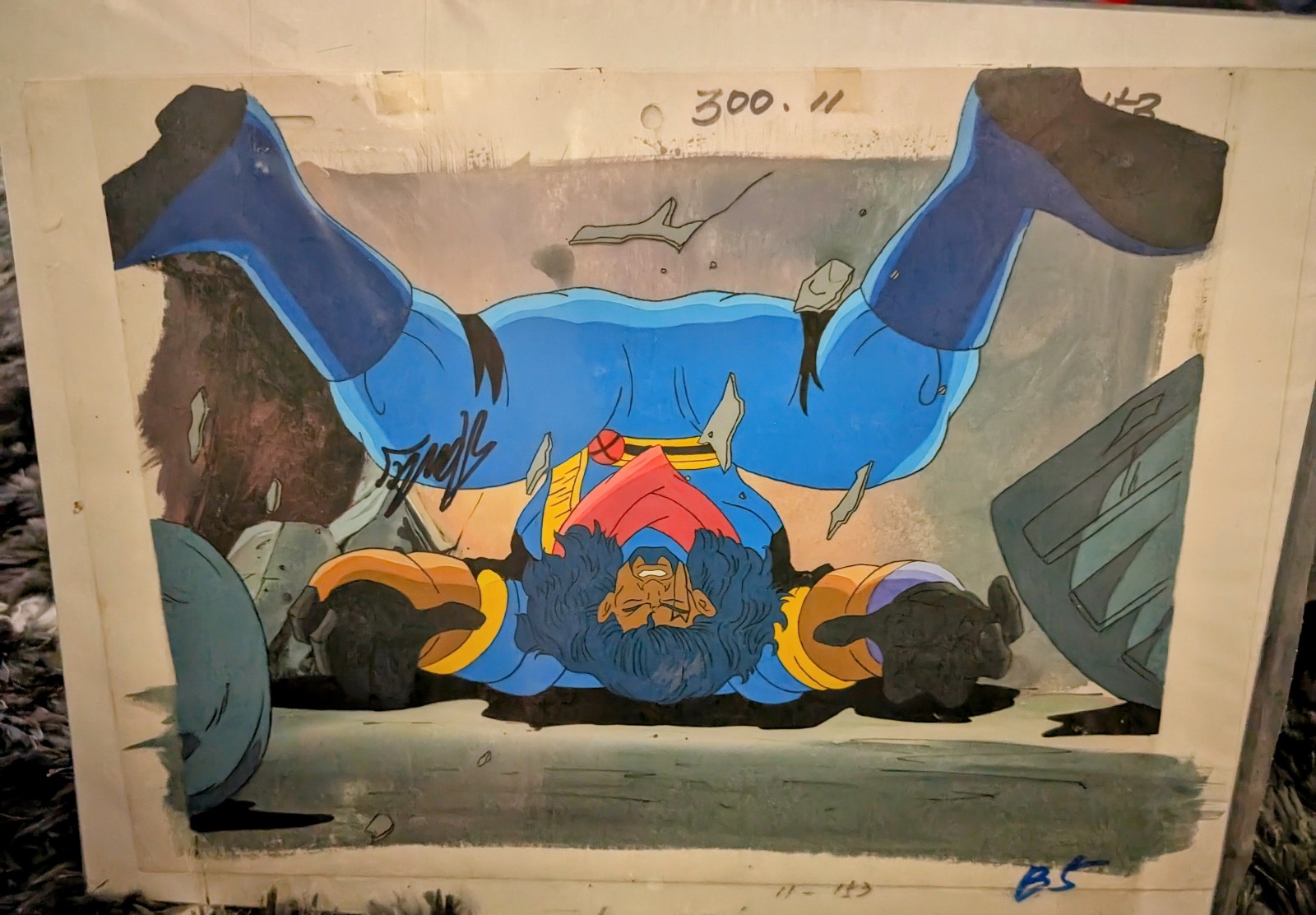 X-Men animation production cel of Bishop Stan Lee signed