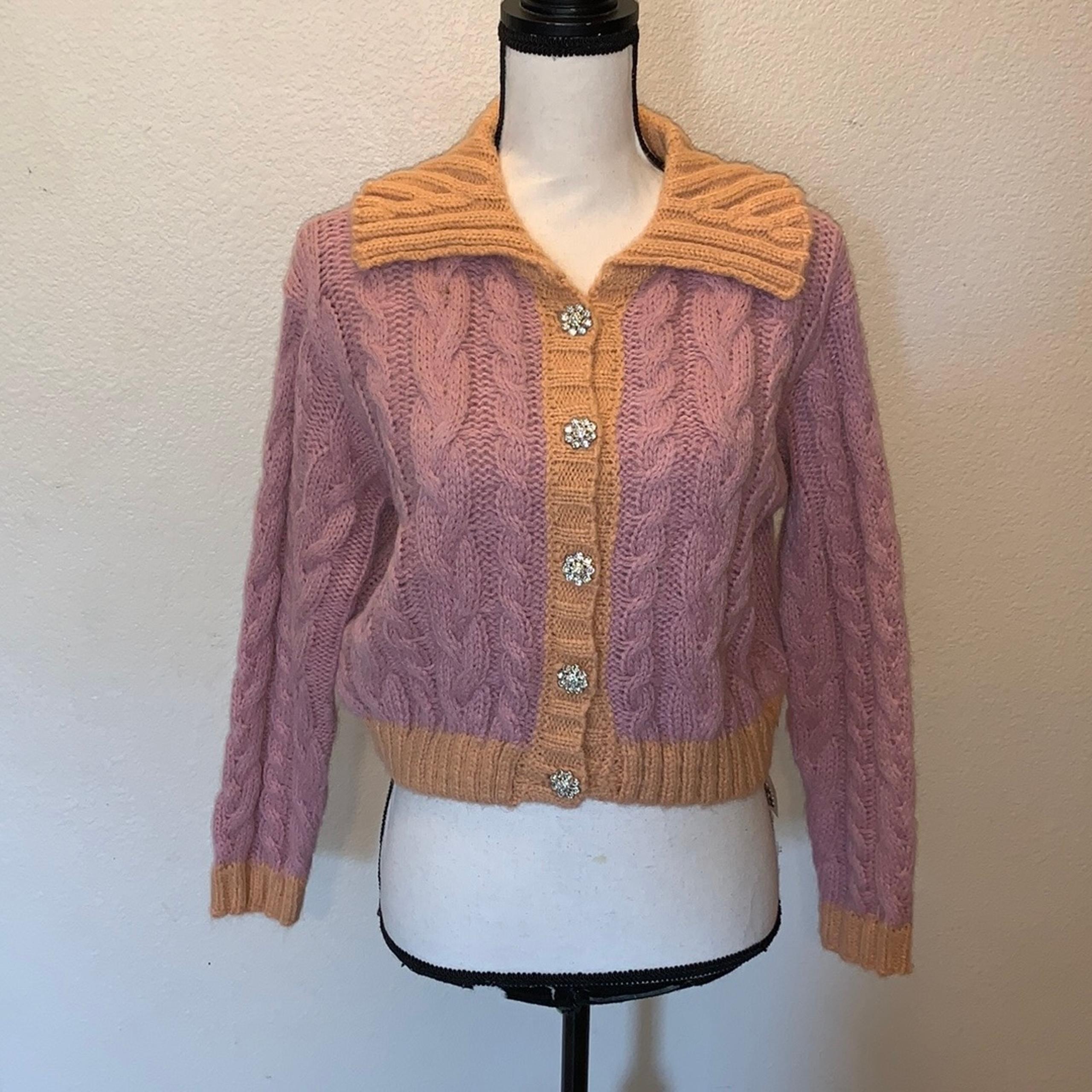 NWT Lush Bradie Crop Cable Knit Cardigan Sweater