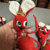 Vintage 50/60s Japan Kitsch Flocked Christmas Felt Mice Ornaments 5 Pcs