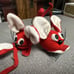 Vintage 50/60s Japan Kitsch Flocked Christmas Felt Mice Ornaments 5 Pcs