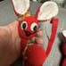 Vintage 50/60s Japan Kitsch Flocked Christmas Felt Mice Ornaments 5 Pcs