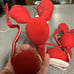 Vintage 50/60s Japan Kitsch Flocked Christmas Felt Mice Ornaments 5 Pcs