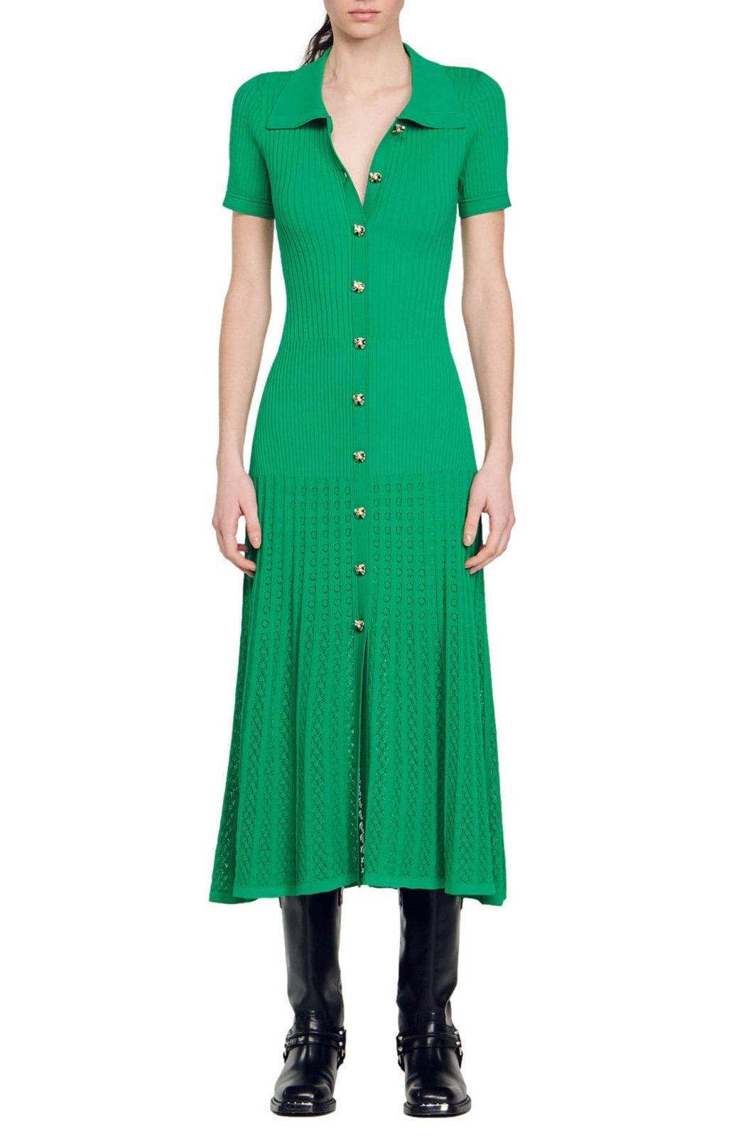 Sandro Lorel Short Sleeve Maxi Shirtdress