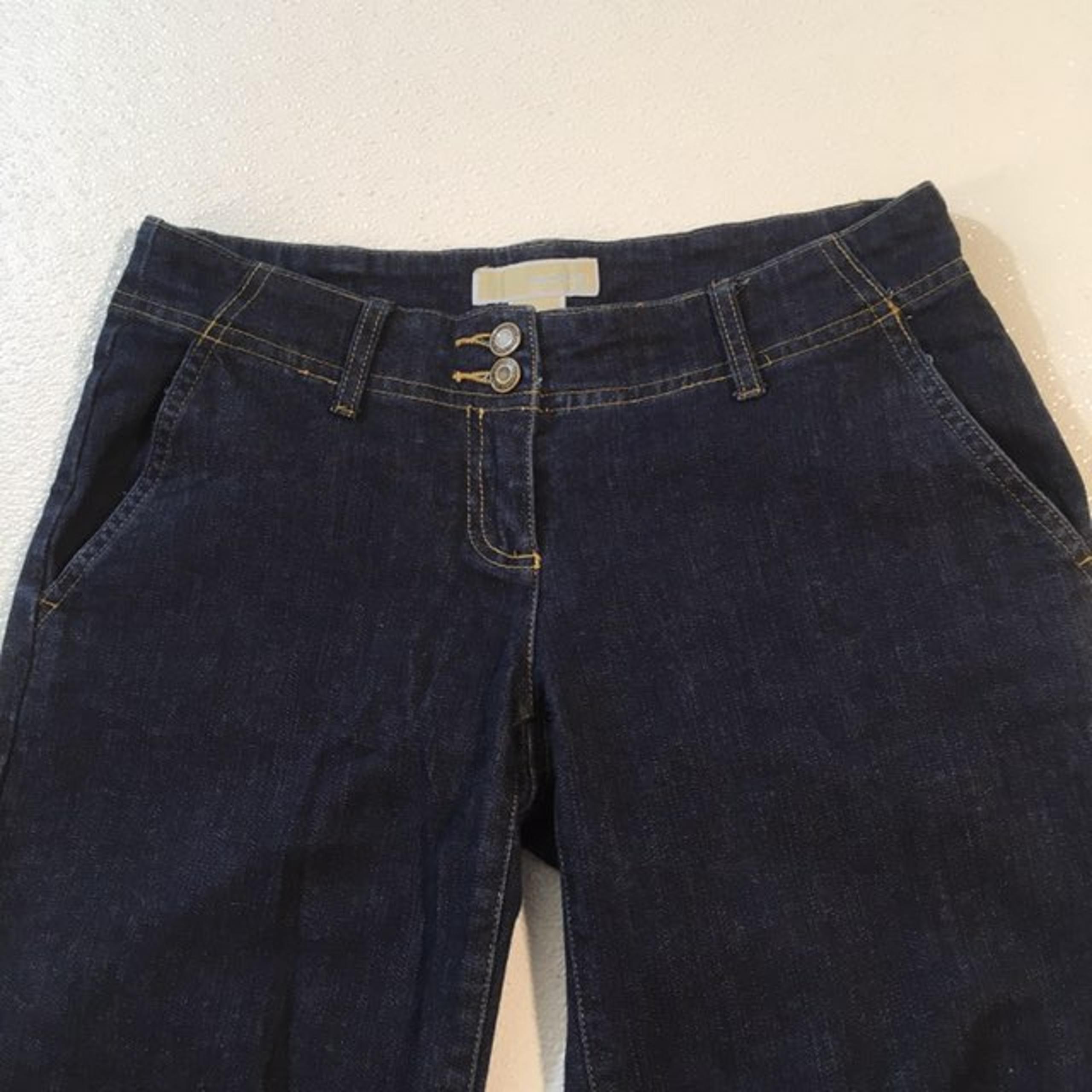 Size 4 (30 x 32) Michael Kors Women’s Wide Leg Stretch Jeans ~ Dark Wash Denim