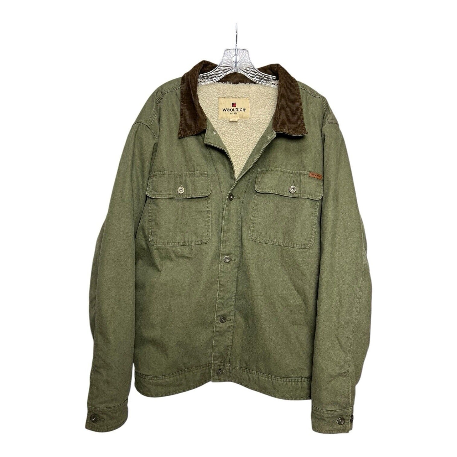Vintage Woolrich Jacket Mens Workwear Barn Chore Coat Sherpa Lined Green XXL
