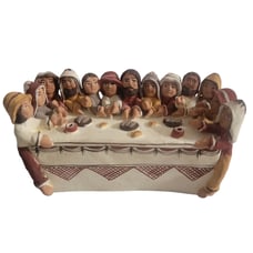 Jesus and His Twelve Disciples LAST SUPPER Original Art Clay Pottery folk art