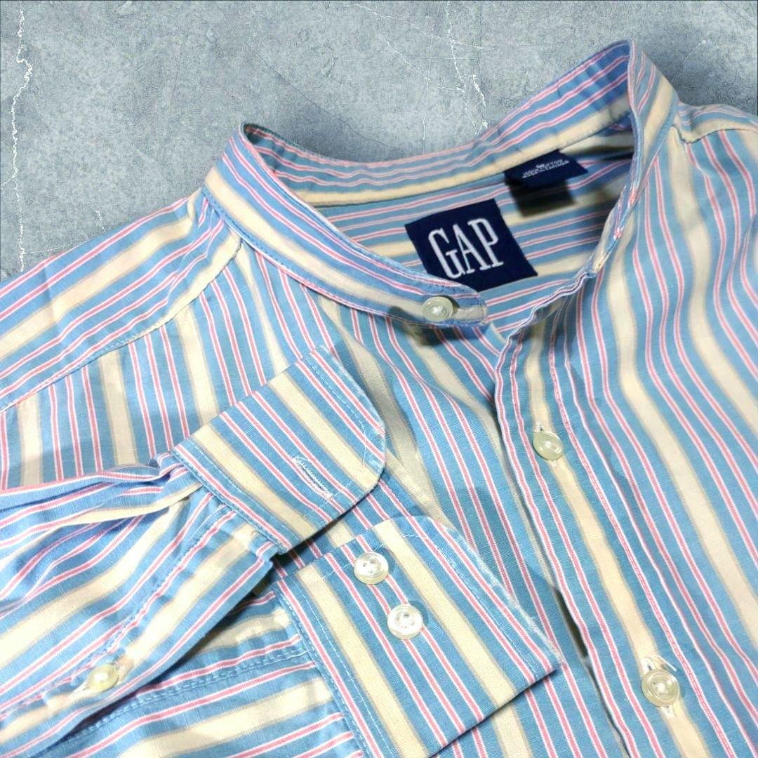 OLD GAP 90's Stripe Band Collar Shirt, No Collar, Gap