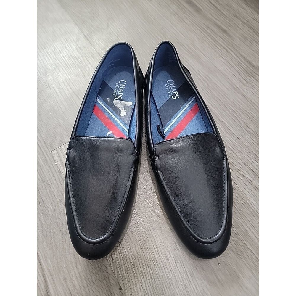 Chaps Womans Black Slip-On Flat Loafers Shoes Size 9 M Casual Comfy Almond Toe