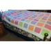 Vintage Multi-Colored Gingham Block Pattern Quilt Corduroy Sashing 81 x 82