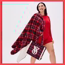 Victoria’s Secret Christmas Plaid Tote & Blanket Limited Edition 2PC Set NWT