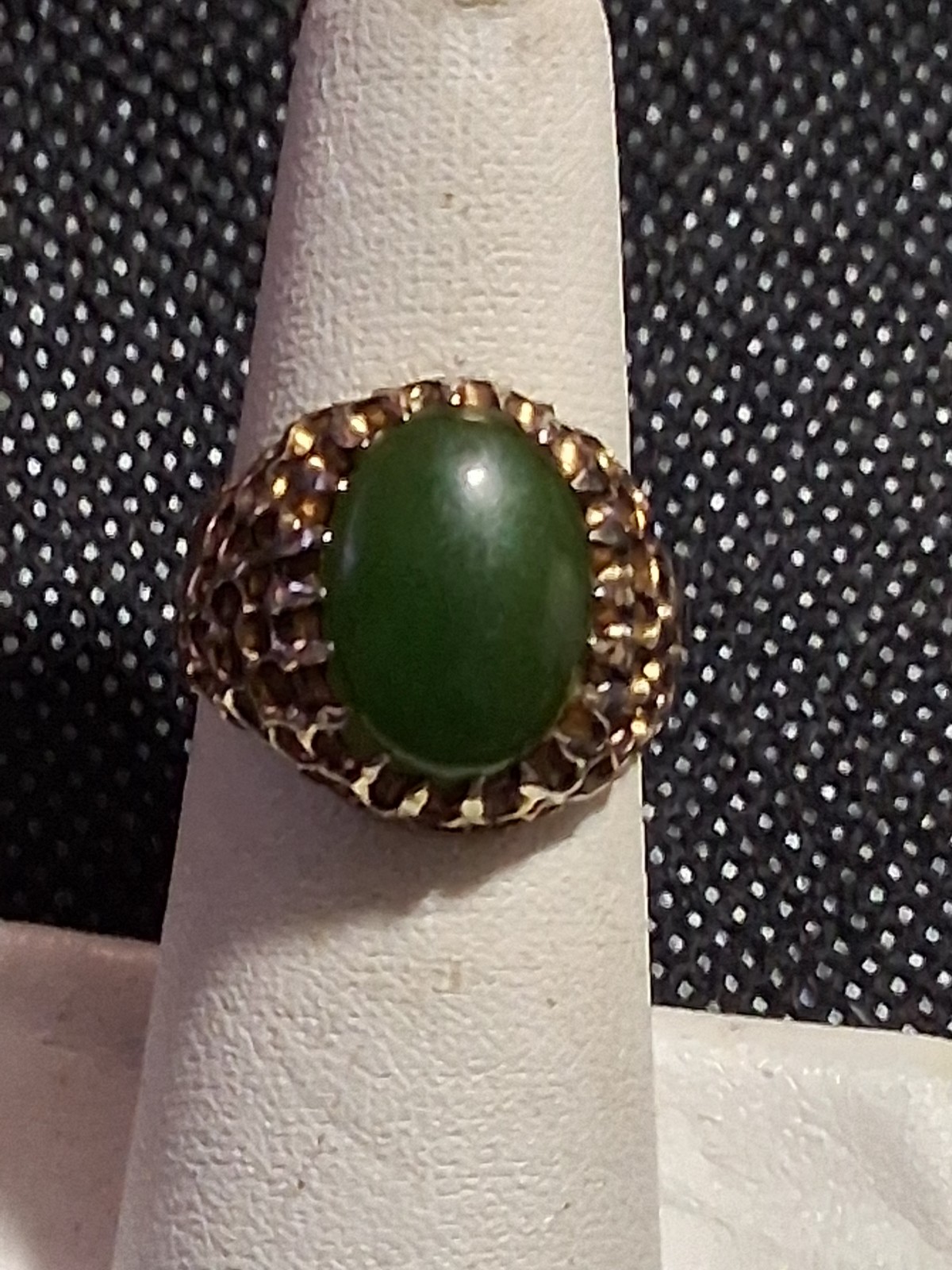 Antique sterling silver jade ring