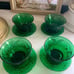 Vintage Anchor Hocking Forest Custard Cups w/Saucers