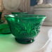 Vintage Anchor Hocking Forest Custard Cups w/Saucers