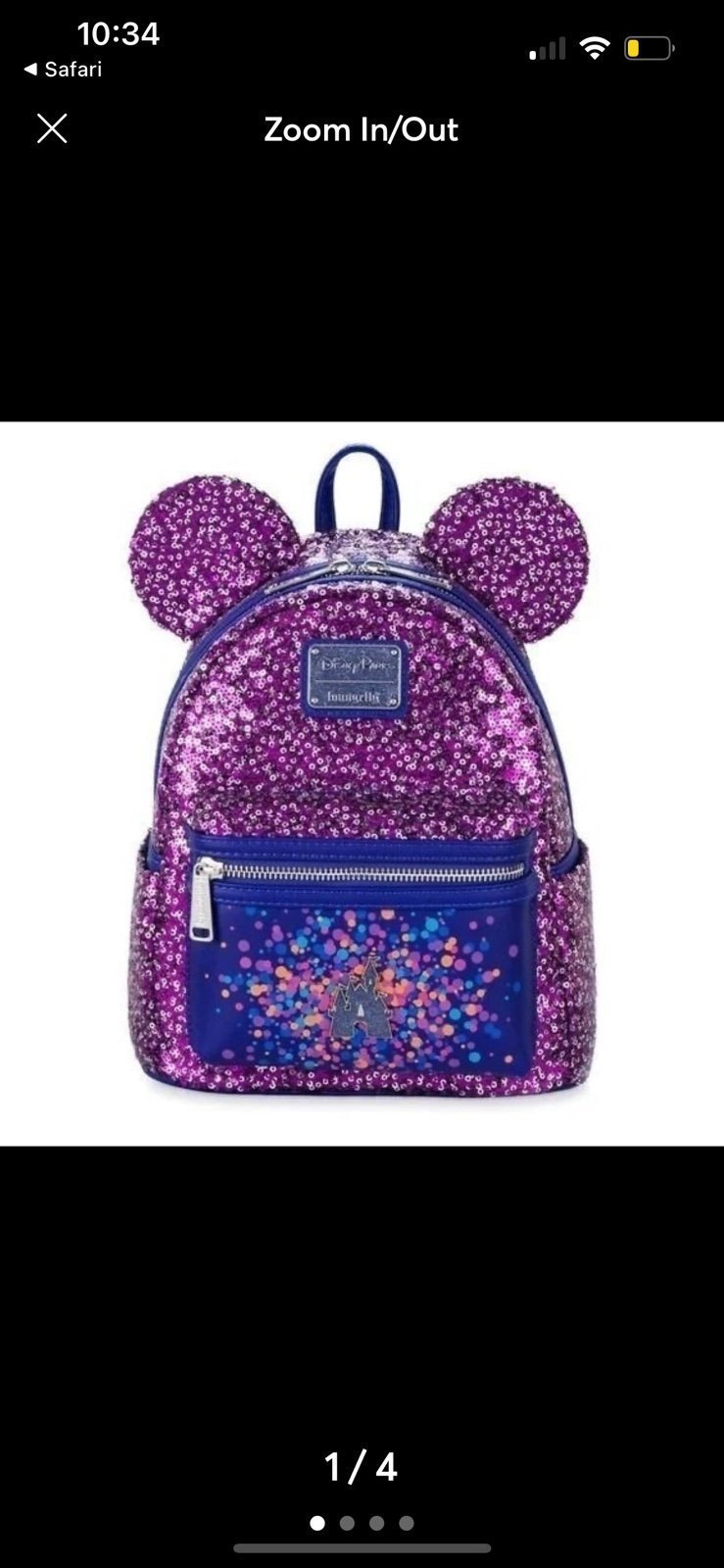 Fantasyland Purple & Silver Disney Parks Sparkle Sequin Loungefly Backpack