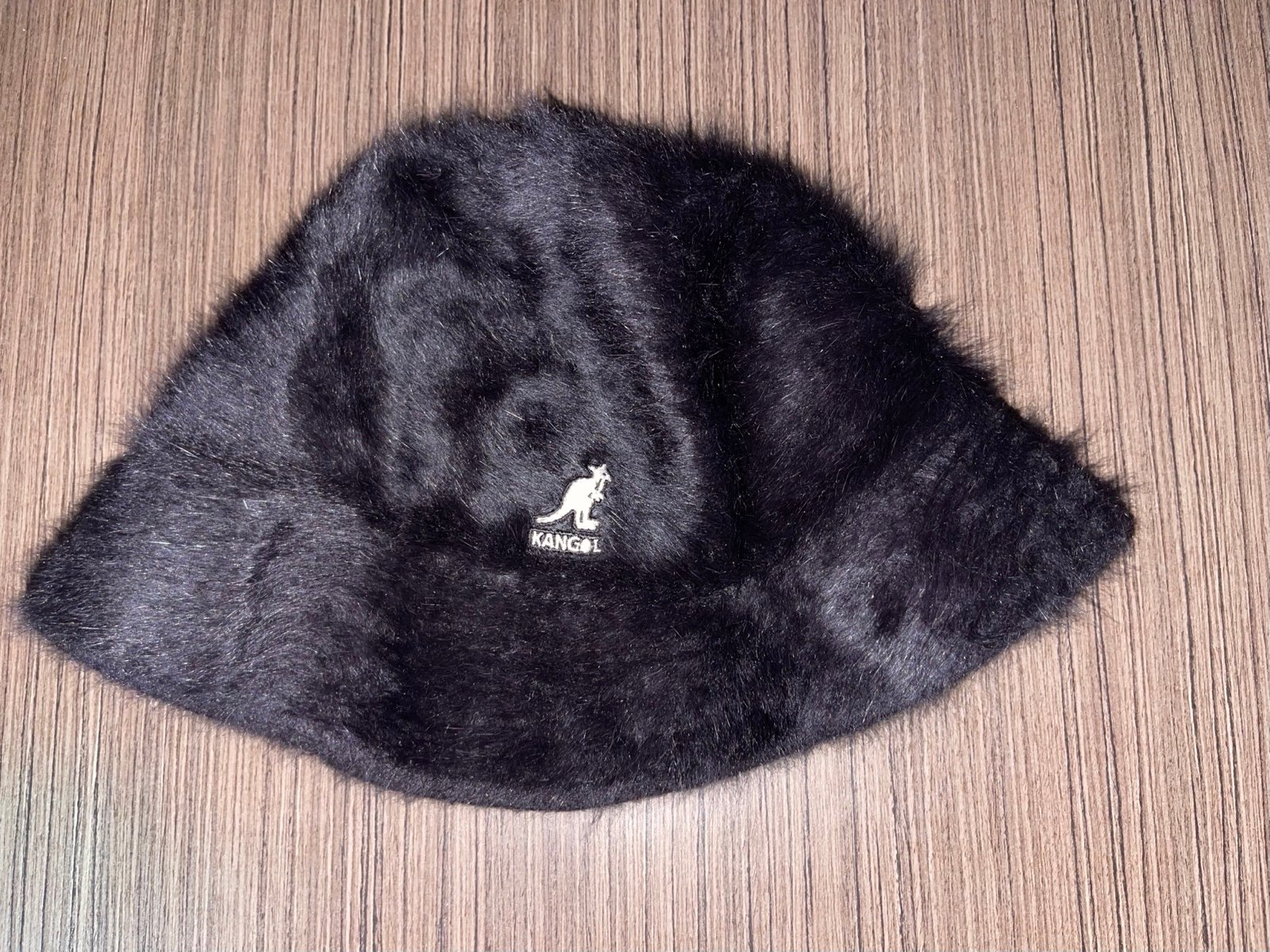 Kangol Black Faux Fur Bucket Hat Size Large