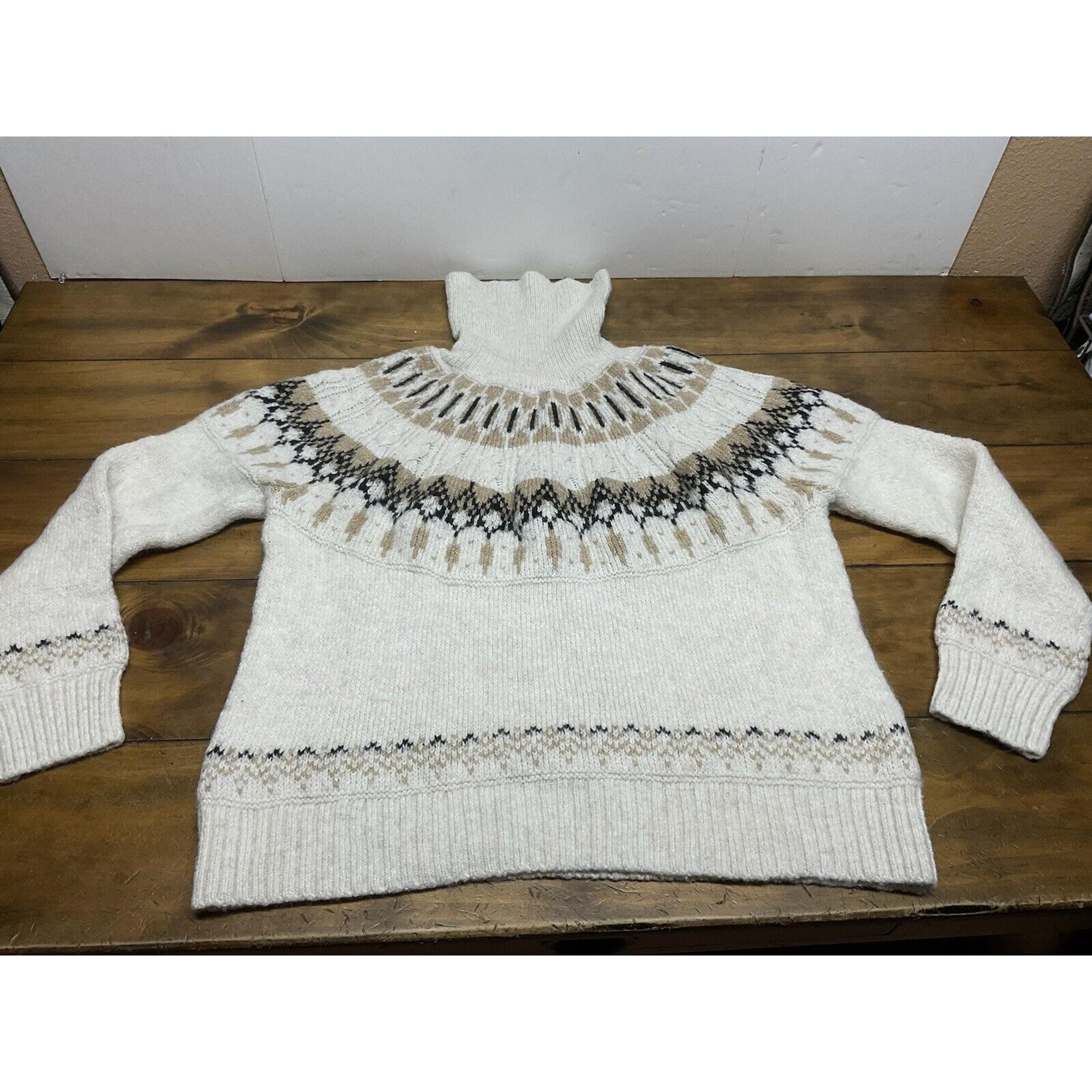 Old Navy Women’s Turtleneck Fair Isle Wool Blend Knit Nordic Sweater SZ XXL Tall
