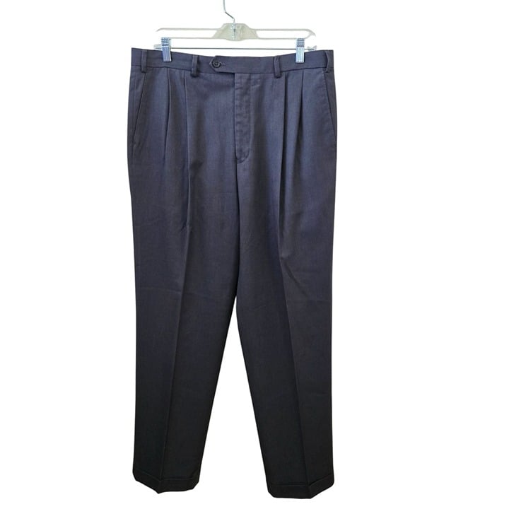 Lauren Ralph Lauren 100% Wool Pleated Cuffed Charcoal Dress Pants Size 36x32