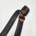 Vintage Black Leather Belt Western Brown Inlay Mexico Statement Buckle 23-29.5