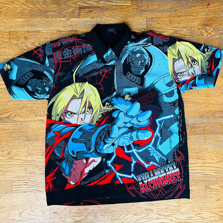 FullMetal Alchemist Anime Manga Button Down Shirt Mens Size XL