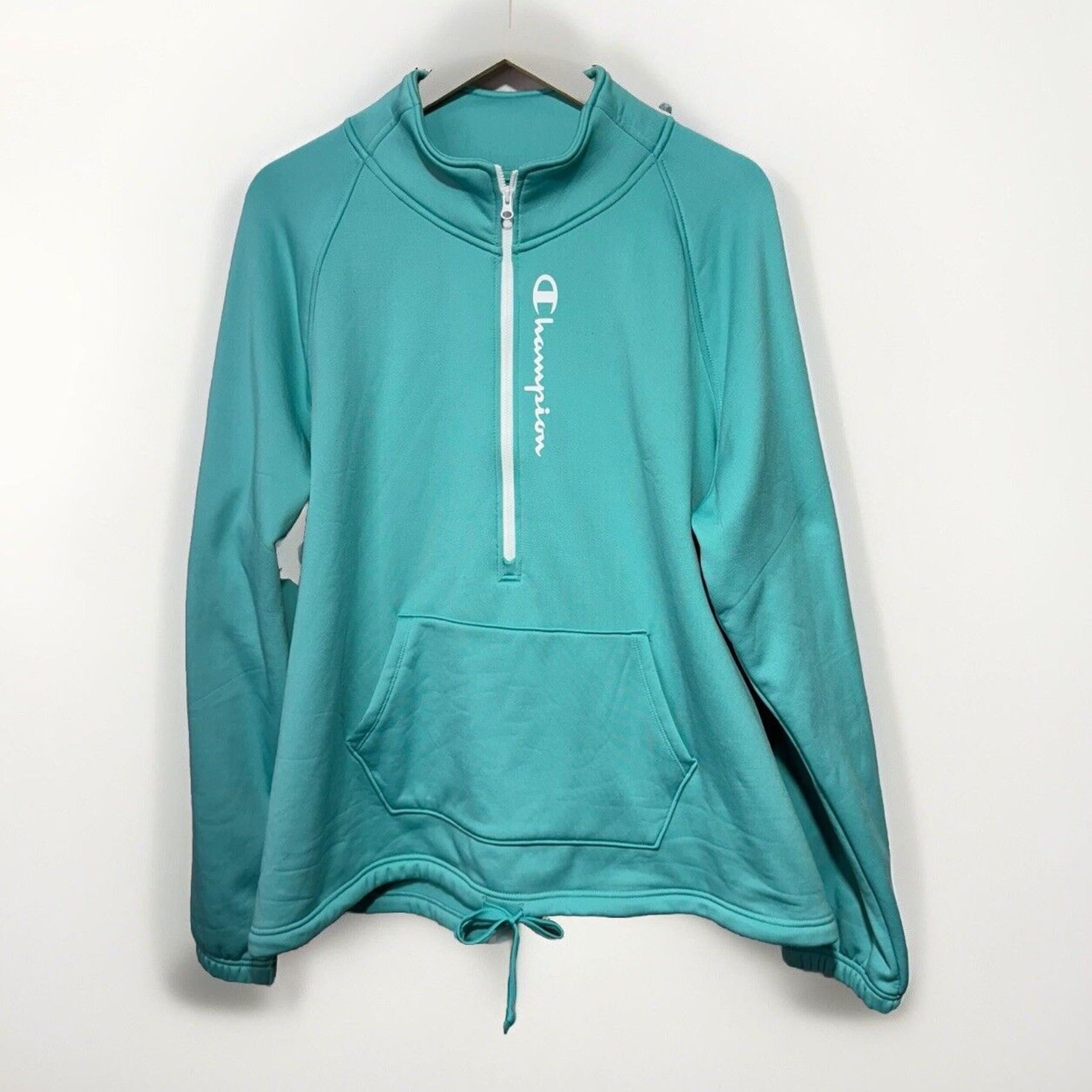 Champion 1/4 Zip Pullover Sweatshirt Teal Blue Women’s Size XXL Athletic Wear