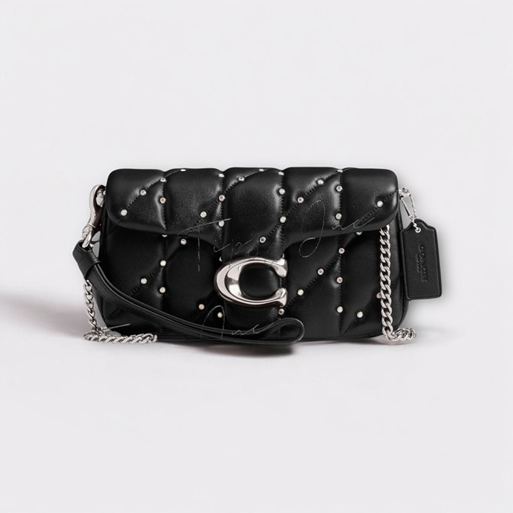 NWT!! Coach Black and Silver Quilted Leather Tabby Handbag