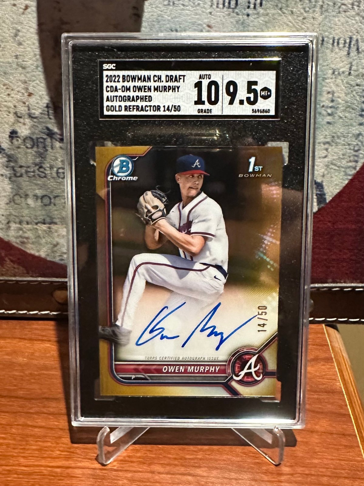 2022 Bowman Chrome Draft Owen Murphy True Gold 1st Auto /50 SGC 9.5 10 Braves